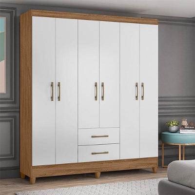 Guarda Roupa Casal Ambiente Panamá 6 Portas 2 Gavetas Naturale Branco MDP Moval Móveis