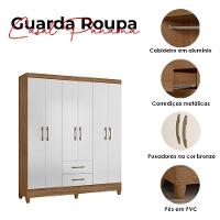Guarda Roupa Casal Ambiente Panamá 6 Portas Naturale Branco - Moval