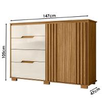 Guarda Roupa Casal Araguaia E Cômoda Texas Freijó Off White Com Espelho - Moval - 3