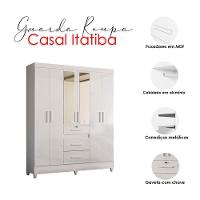 Guarda Roupa Casal Itatiba 6 Portas Branco Brilho Com Espelho - Moval