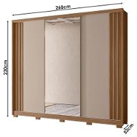 Guarda Roupa Casal Arizona 3 Portas Carvalho Fendi Com Espelho - Moval - 2