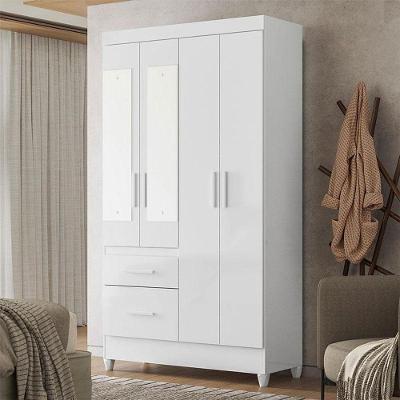 Guarda Roupa Infantil Ambiente Madri 4 Portas 2 Gavetas Branco Flex com Espelho