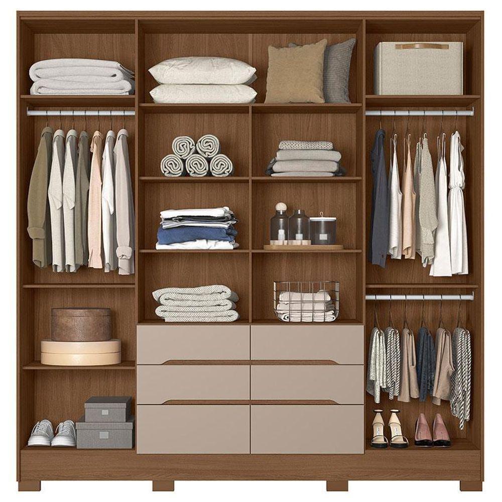 Guarda Roupa Casal San Francisco 6 Portas Carvalho Fendi Com Espelho - Moval - 3