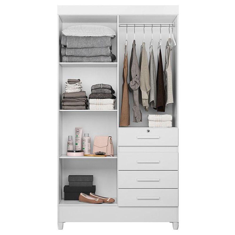 Guarda Roupa Infantil Ambiente Sobral 4 Portas Branco Flex Com Espelho - Moval - 6