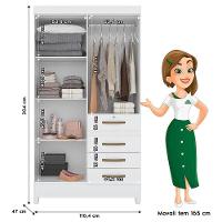 Guarda Roupa Infantil Ambiente Sobral 4 Portas Branco Flex Com Espelho - Moval - 5