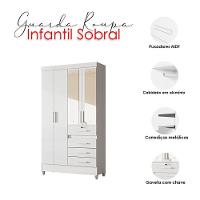 Guarda Roupa Infantil Ambiente Sobral 4 Portas Branco Flex Com Espelho - Moval - 7