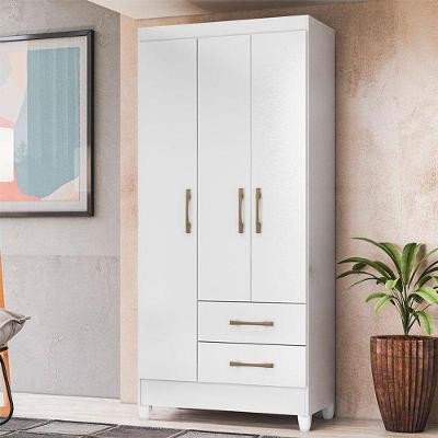 Guarda Roupa Infantil Lima 3 Portas 2 Gavetas Branco Flex