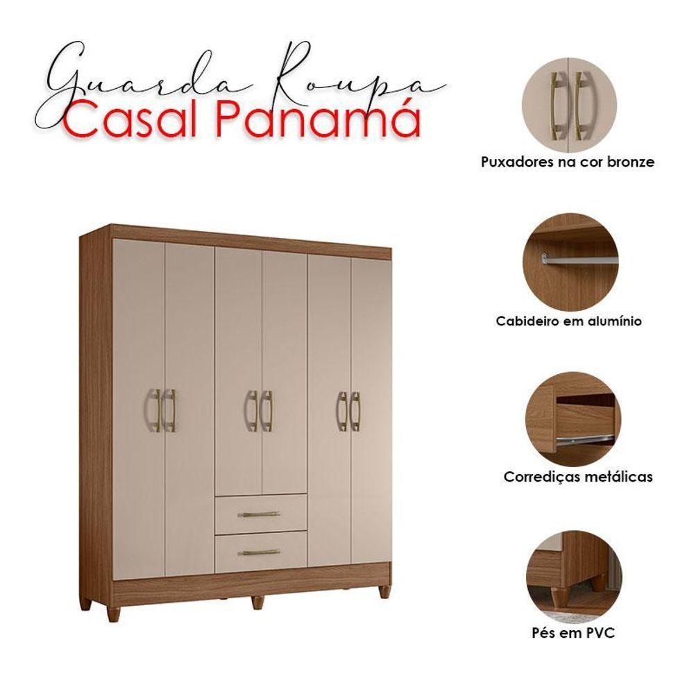 Guarda Roupa Casal Panamá 6 Portas Carvalho Fendi - Moval - 4