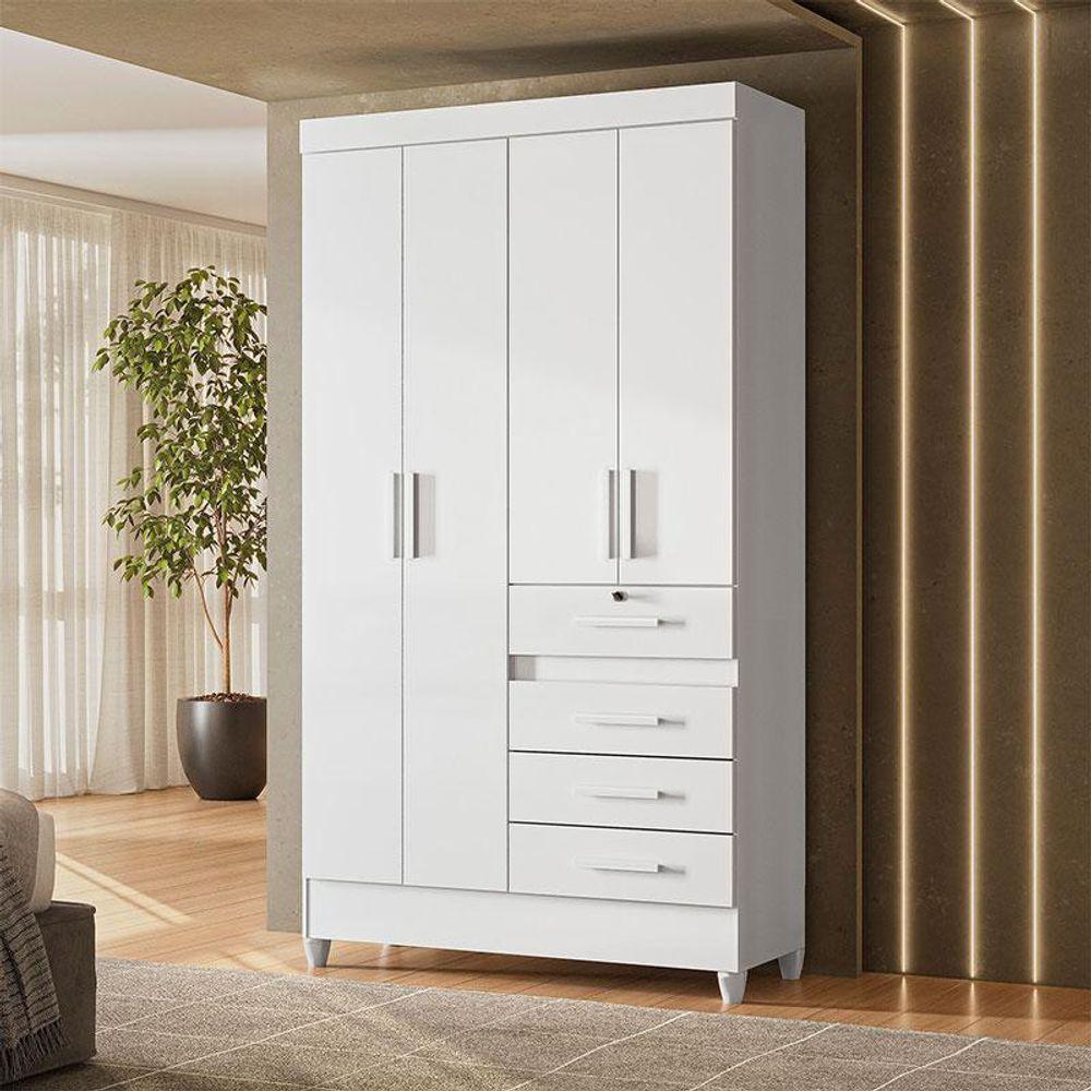 Guarda Roupa Infantil Ambiente Sobral 4 Portas Branco Flex - Moval - 1