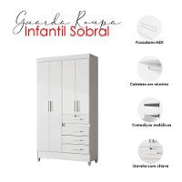 Guarda Roupa Infantil Ambiente Sobral 4 Portas Branco Flex - Moval - 7