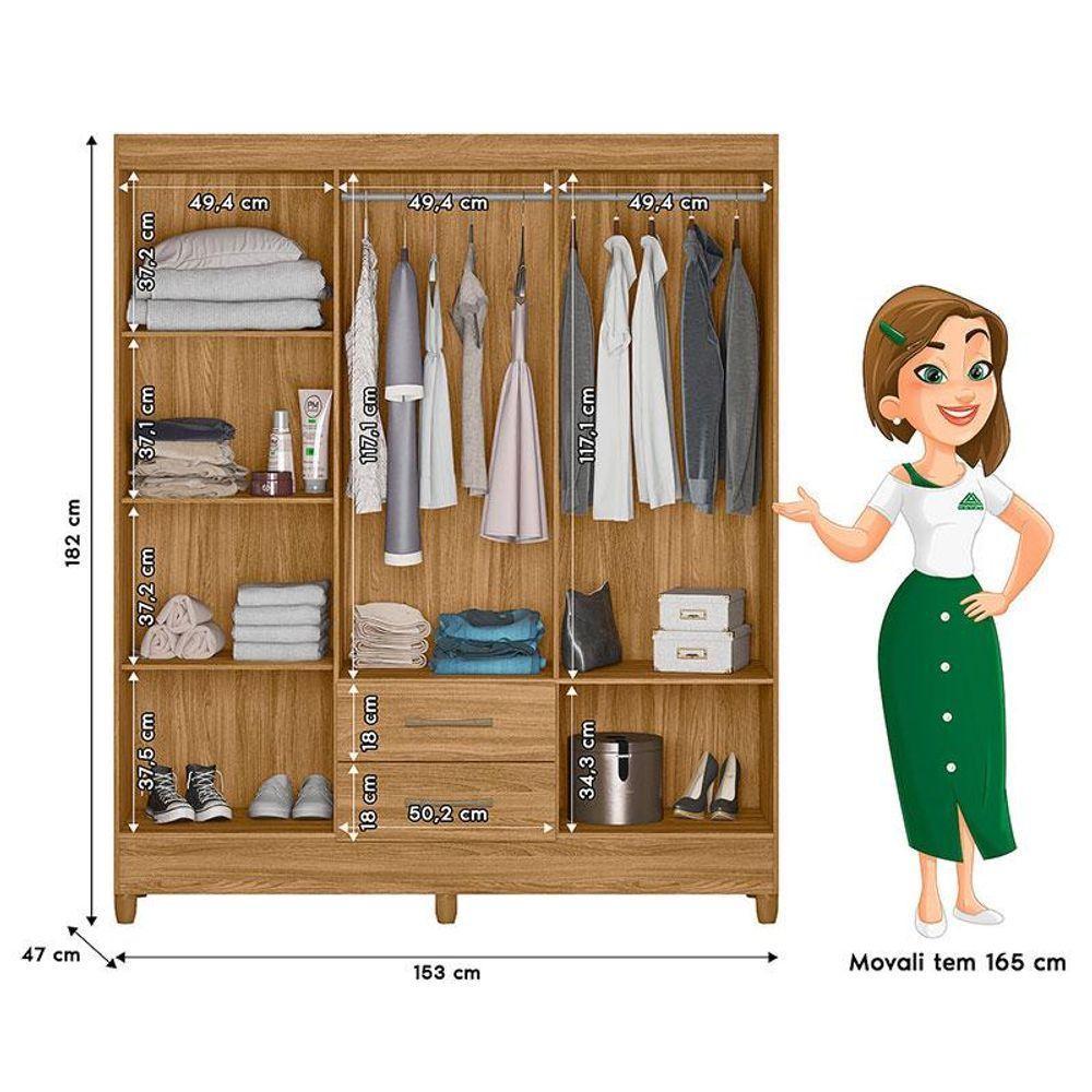 Guarda Roupa Casal Panamá 6 Portas Freijó - Moval - 2