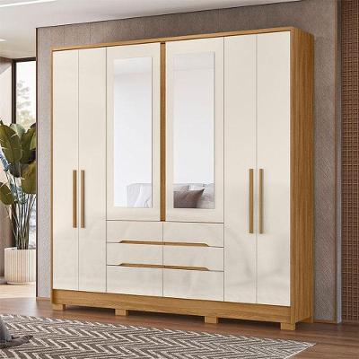 Guarda Roupa Casal San Francisco 6 Portas 6 Gavetas Freijó Off White MDP com Espelho