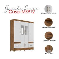 Guarda Roupa Casal Ms912 6 Portas Naturale Branco Com Espelho - Moval