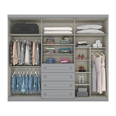 Guarda Roupa Casal Nova York 6 Portas 4 Gavetas Cinza MDF-MDP Móveis Henn