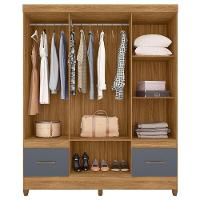 Guarda Roupa Casal Ms912 6 Portas Freijó Cinza Com Espelho - Moval - 3