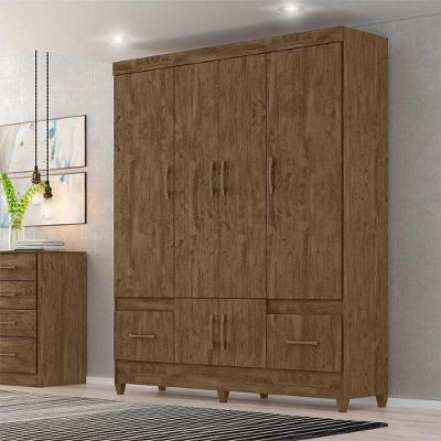 Guarda Roupa Casal MS912 6 Portas 2 Gavetas Castanho Wood MDP Moval Móveis