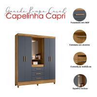 Guarda Roupa Casal Capelinha Capri 4 Portas Freijó Cinza Com Espelho - Moval