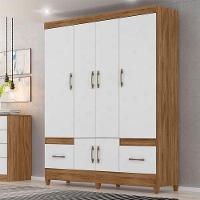 Guarda Roupa Casal Ms912 6 Portas Naturale Branco - Moval - 5