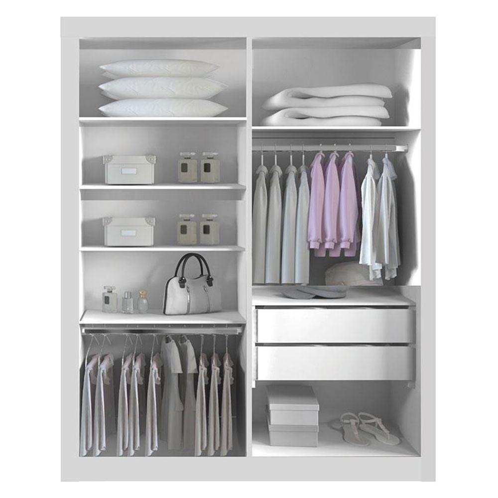Guarda Roupa Solteiro 2 Portas Milano Com Espelho Branco - Leifer Móveis - 2