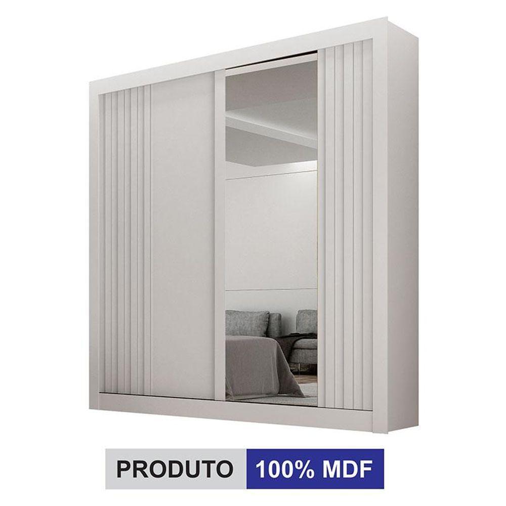 Guarda Roupa Solteiro 2 Portas Milano Com Espelho Branco - Leifer Móveis - 3