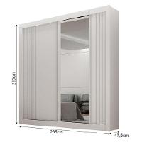 Guarda Roupa Solteiro 2 Portas Milano Com Espelho Branco - Leifer Móveis