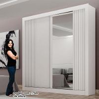 Guarda Roupa Solteiro 2 Portas Milano Com Espelho Branco - Leifer Móveis - 5
