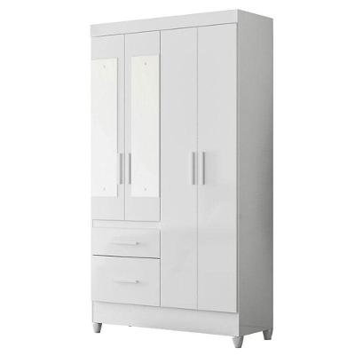 Guarda Roupa Infantil Madri 4 Portas 2 Gavetas Branco Flex com Espelho