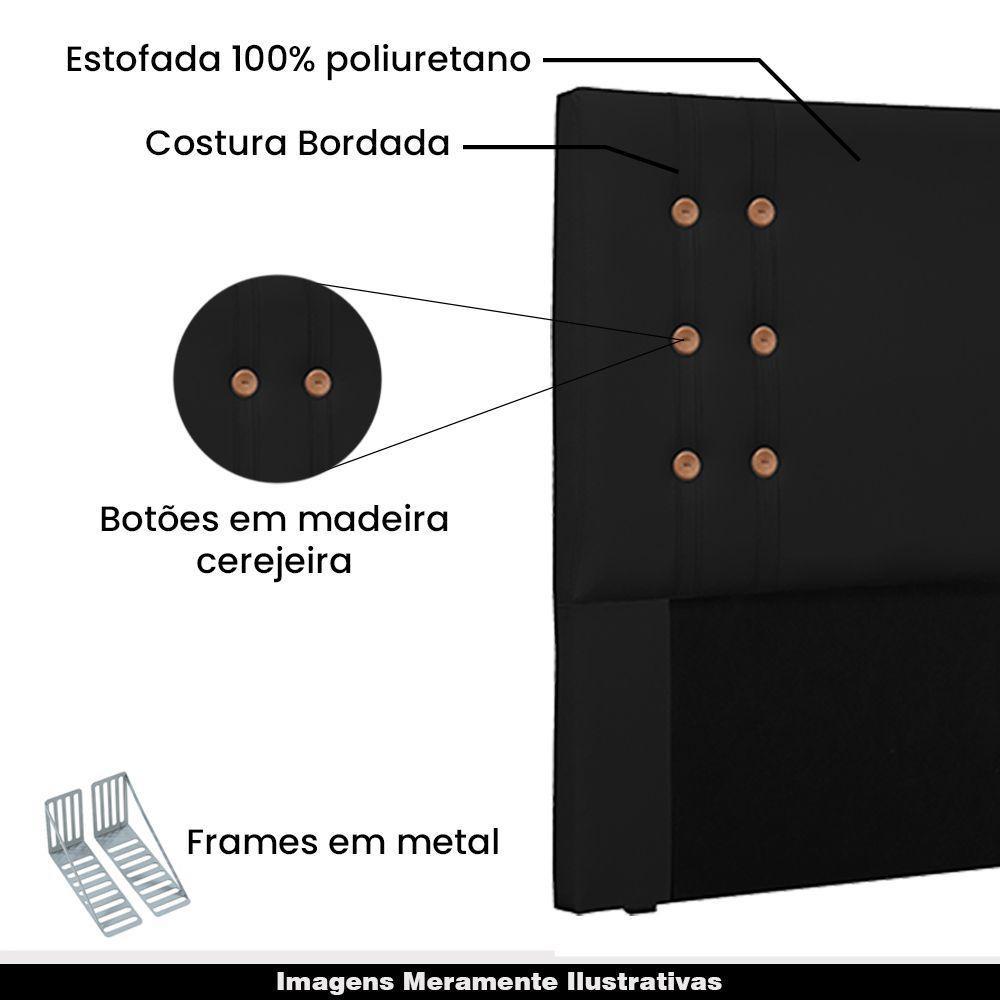 Cabeceira Queen Size 1,60m Kors Pu Preto - 4