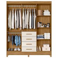 Guarda Roupa Solteiro Ambiente Aruba 6 Portas Freijó Off White Com Espelho - Moval - 3