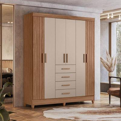 Guarda Roupa Solteiro Ambiente Aruba 6 Portas 4 Gavetas Carvalho Fendi MDP MDF Moval