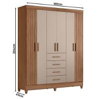 Guarda Roupa Solteiro Ambiente Aruba 6 Portas Carvalho Fendi - Moval - 2