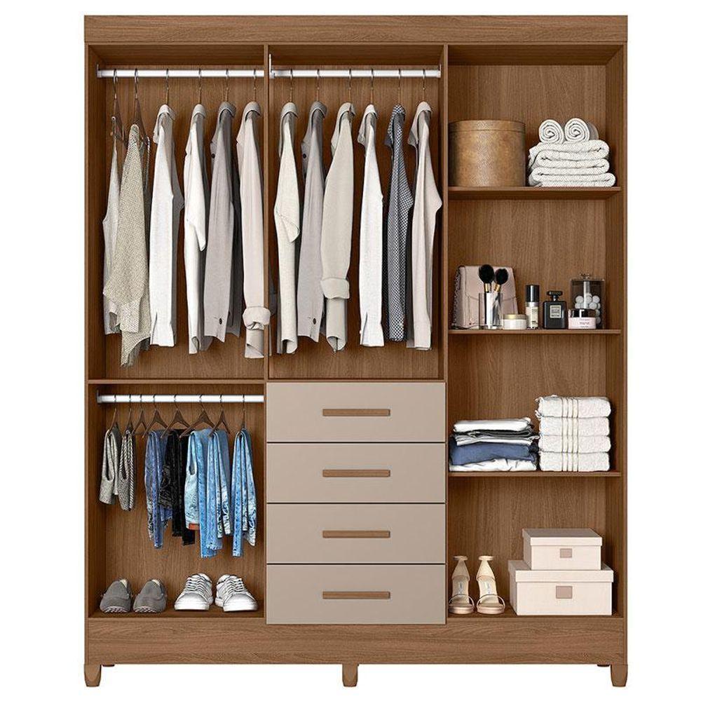 Guarda Roupa Solteiro Ambiente Aruba 6 Portas Carvalho Fendi Com Espelho - Moval - 3