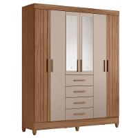 Guarda Roupa Solteiro Ambiente Aruba 6 Portas Carvalho Fendi Com Espelho - Moval - 5