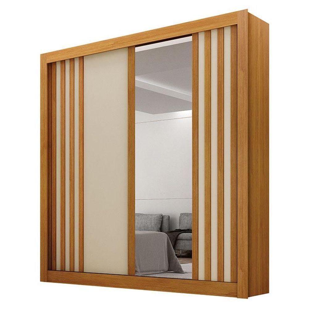 Guarda Roupa Solteiro 2 Portas Milano Com Espelho Cinamomo Off White - Leifer Móveis - 1