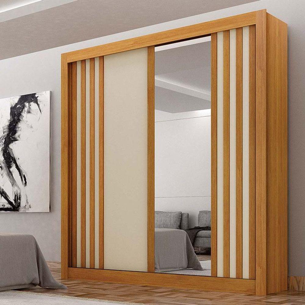 Guarda Roupa Solteiro 2 Portas Milano Com Espelho Cinamomo Off White - Leifer Móveis - 6