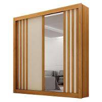 Guarda Roupa Solteiro 2 Portas Milano Com Espelho Cinamomo Off White - Leifer Móveis - 1