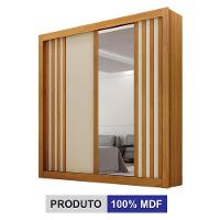 Guarda Roupa Solteiro 2 Portas Milano Com Espelho Cinamomo Off White - Leifer Móveis - 3