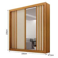 Guarda Roupa Solteiro 2 Portas Milano Com Espelho Cinamomo Off White - Leifer Móveis