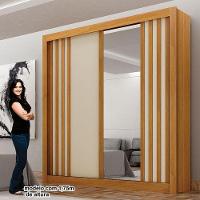 Guarda Roupa Solteiro 2 Portas Milano Com Espelho Cinamomo Off White - Leifer Móveis - 5