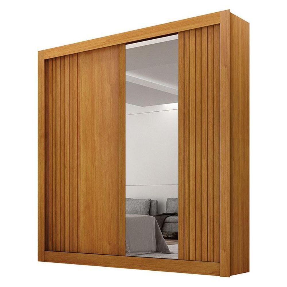 Guarda Roupa Solteiro 2 Portas Milano Com Espelho Cinamomo - Leifer Móveis - 1