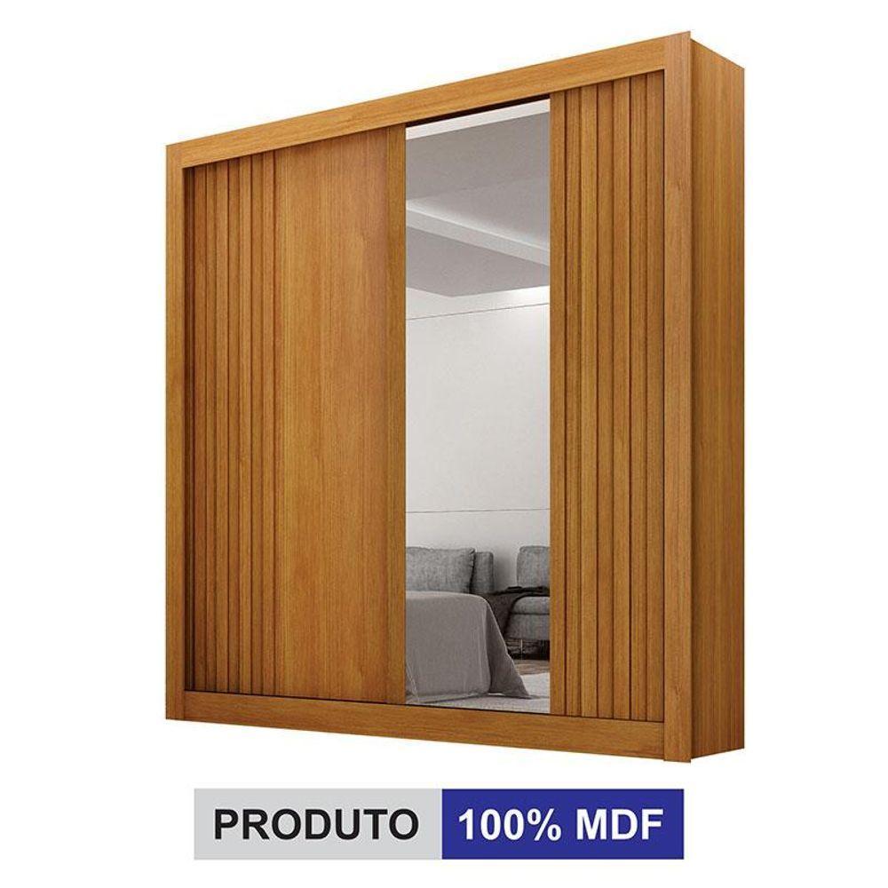 Guarda Roupa Solteiro 2 Portas Milano Com Espelho Cinamomo - Leifer Móveis - 3