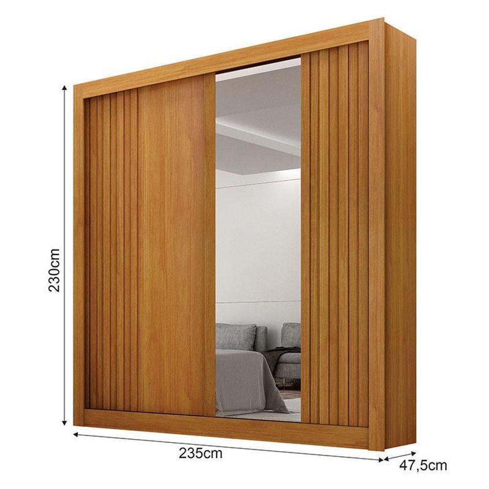 Guarda Roupa Solteiro 2 Portas Milano Com Espelho Cinamomo - Leifer Móveis - 4