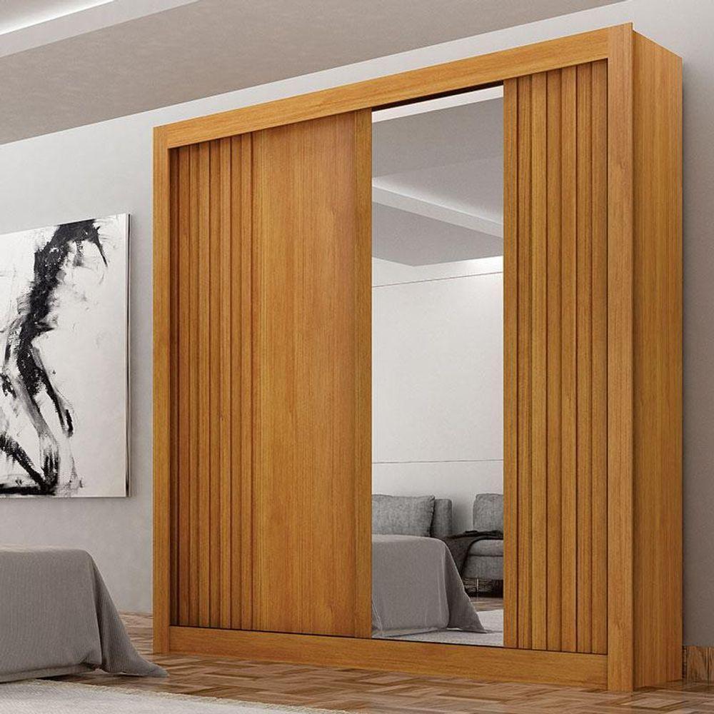 Guarda Roupa Solteiro 2 Portas Milano Com Espelho Cinamomo - Leifer Móveis - 6