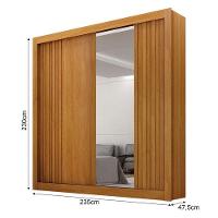 Guarda Roupa Solteiro 2 Portas Milano Com Espelho Cinamomo - Leifer Móveis