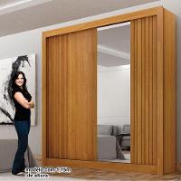 Guarda Roupa Solteiro 2 Portas Milano Com Espelho Cinamomo - Leifer Móveis - 5