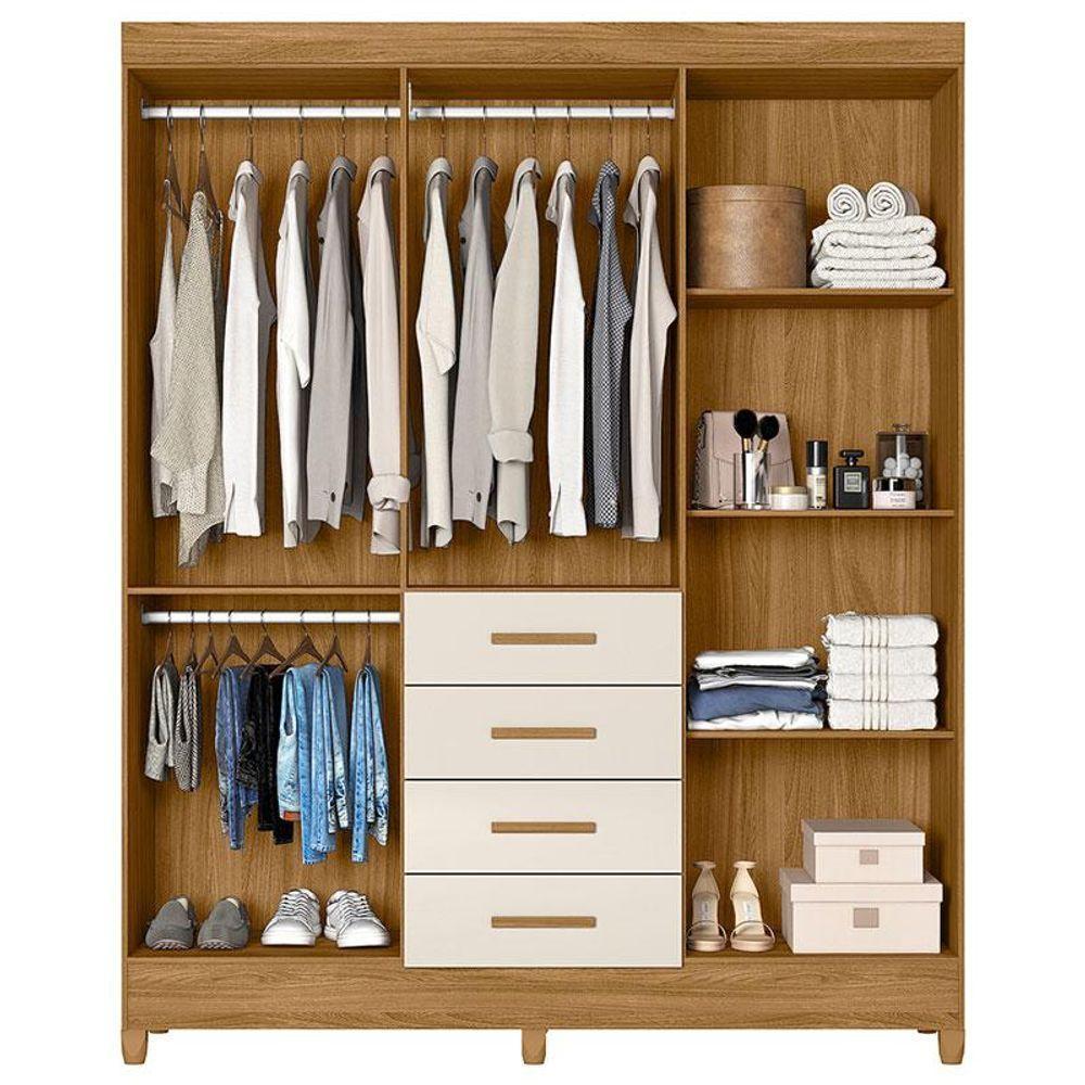 Guarda Roupa Solteiro Ambiente Aruba 6 Portas Freijó Off White - Moval - 3