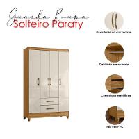 Guarda Roupa Solteiro Ambiente Paraty 4 Portas Freijó Off White - Moval