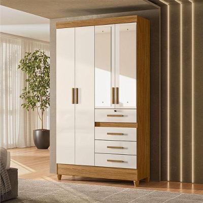 Guarda Roupa Solteiro Ambiente Sobral 4 Portas 4 Gavetas Freijó Off White MDP