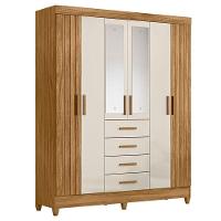 Guarda Roupa Solteiro Aruba 6 Portas Freijó Off White Com Espelho - Moval - 1