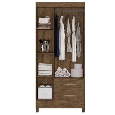 Guarda Roupa Solteiro Ambiente Lima 3 Portas 2 Gavetas Castanho Wood MDP